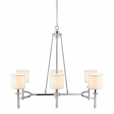 6-Light Chandelier With Fabric Drum Shades