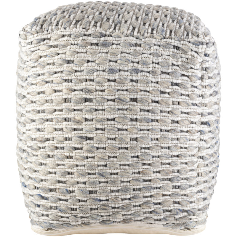 Maubara Upholstered Pouf, Off White/Cream Wool