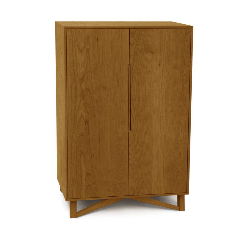 Exeter Solid Wood Bar Cabinet, Saddle Cherry