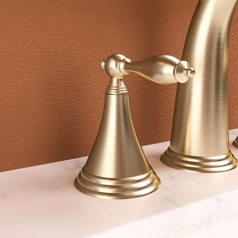 2 Handle Bathroom Faucet In Golden Color - 3 Hole With Pop Up Drain And Water Supply Lines To Corrosion Scratches For Different Sink Materials Gold Widespread Configuration Scratch Build