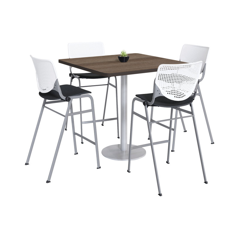 Ensemble de table de salle à manger et chaise Kool L 42 po, Teck, H 41 po x L 36 po x l 36 po, Blanc/Noir