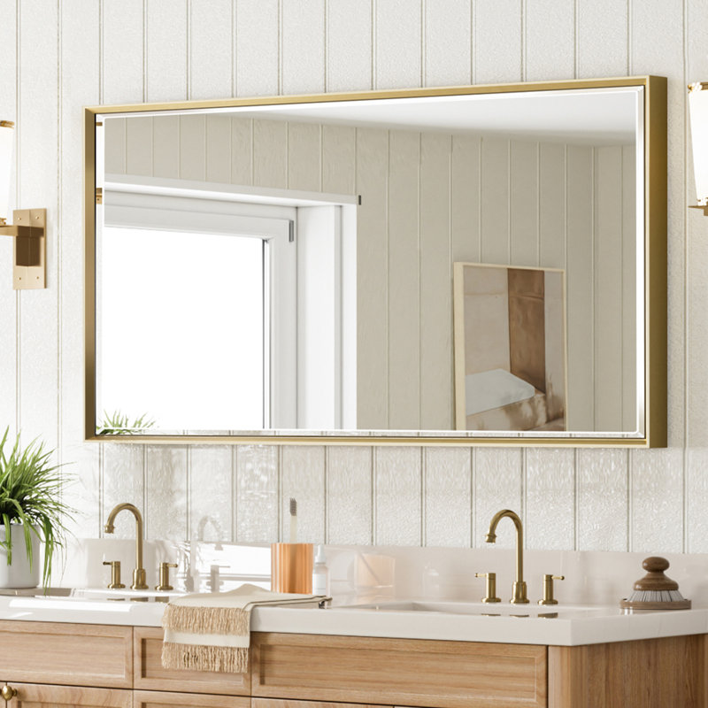 Miroir de salle de bain mural Lohoski, Or, 36 po x 60 po