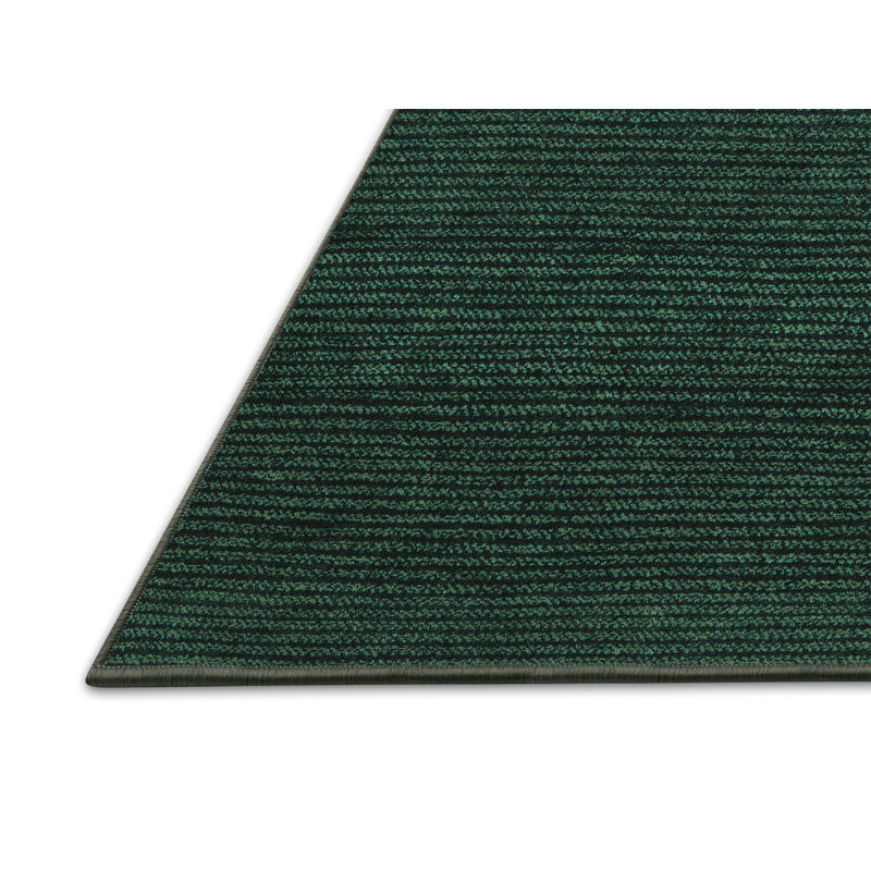Tapis de couleur unie tissé à la machine en vert, Rectangle 7 pi x 9 pi