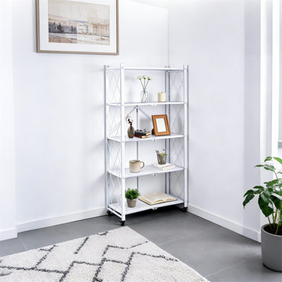 5 Tier Folding Shelf with Wheels