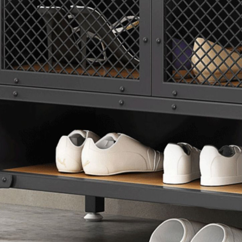 Vintage Industrial Style Iron Shoe Cabinet Locker 24 Pair Shoe Storage Cabinet