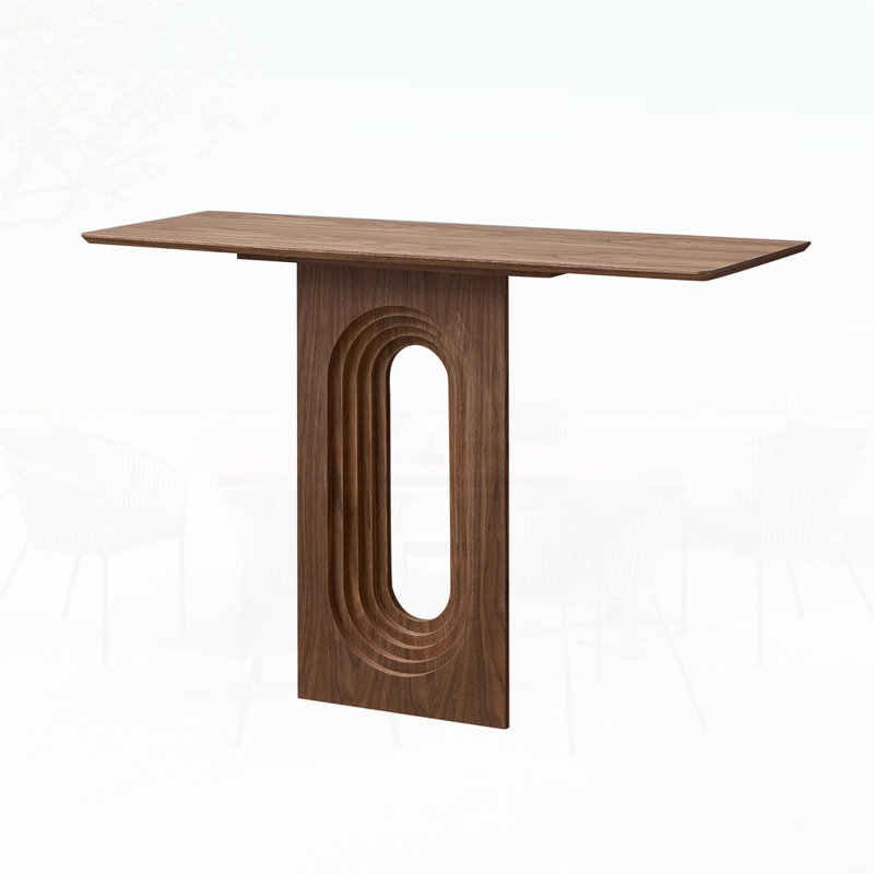 Narrow Console Table with Unique Loopback Design, Walnut