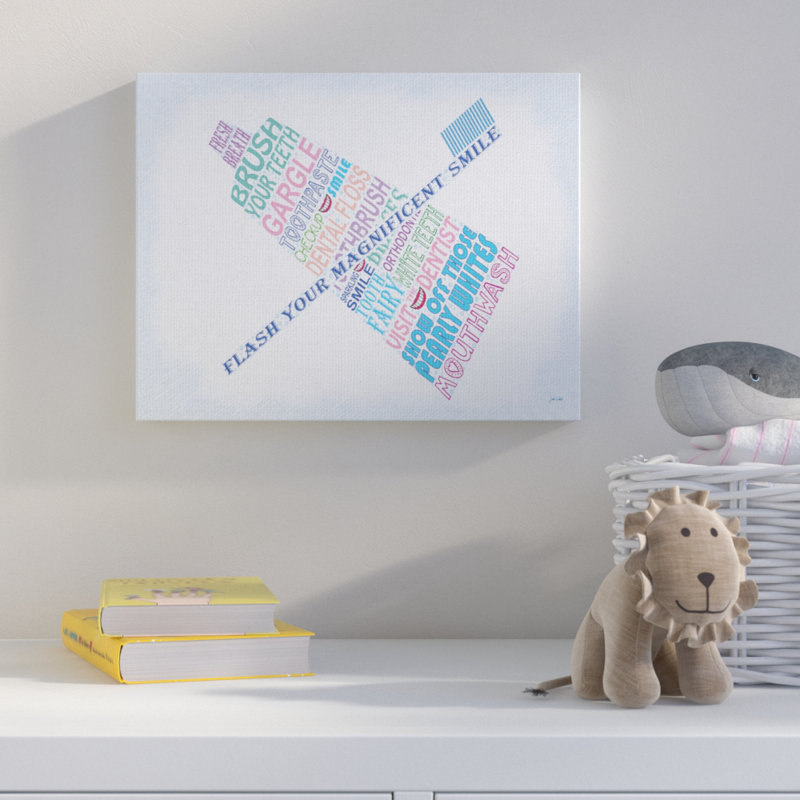 "Typographie", plaque murale de salle de bain "Flash Your Smile", art textuel, Toile tendue, H 24 po x l 30 po x 1,5 po
