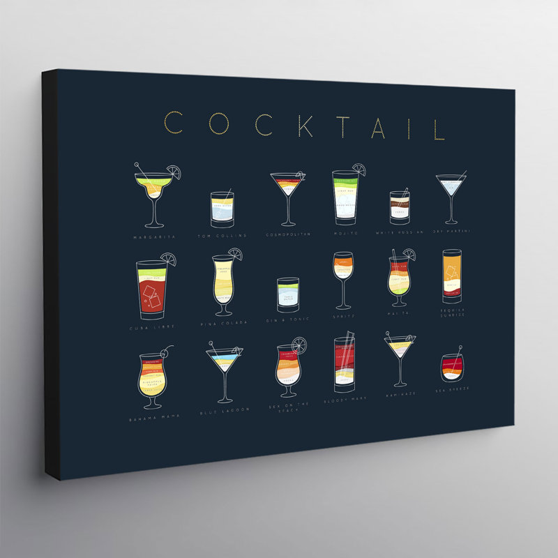 Cocktail Recipes - Wrapped Canvas Print, 61 H x 81 W cm