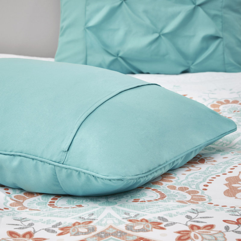 Twin Aqua and Orange Microfiber Boho Bed in a Bag Set