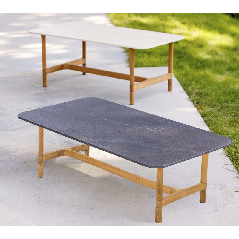 Twist Outdoor Coffee Table, Teak/Travertine Look
