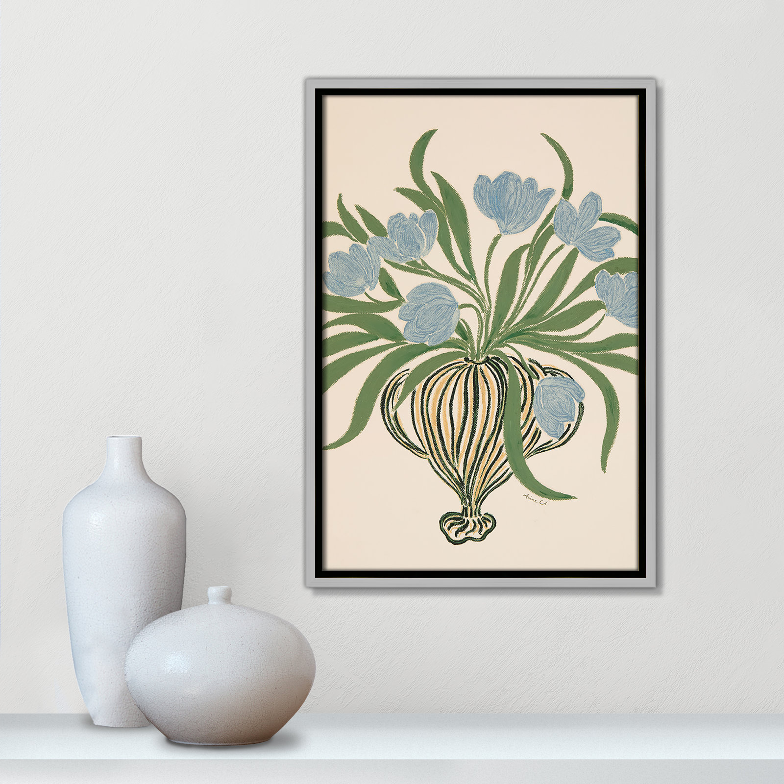Colette "La Poire Blue Tulips" Print, 19.5" H x 13.5" W, Silver
