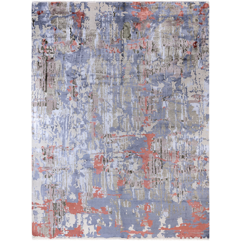 Tapis noué à la main de conception unique Melby - beige, 9 pi 2 po x 12 pi 2 po