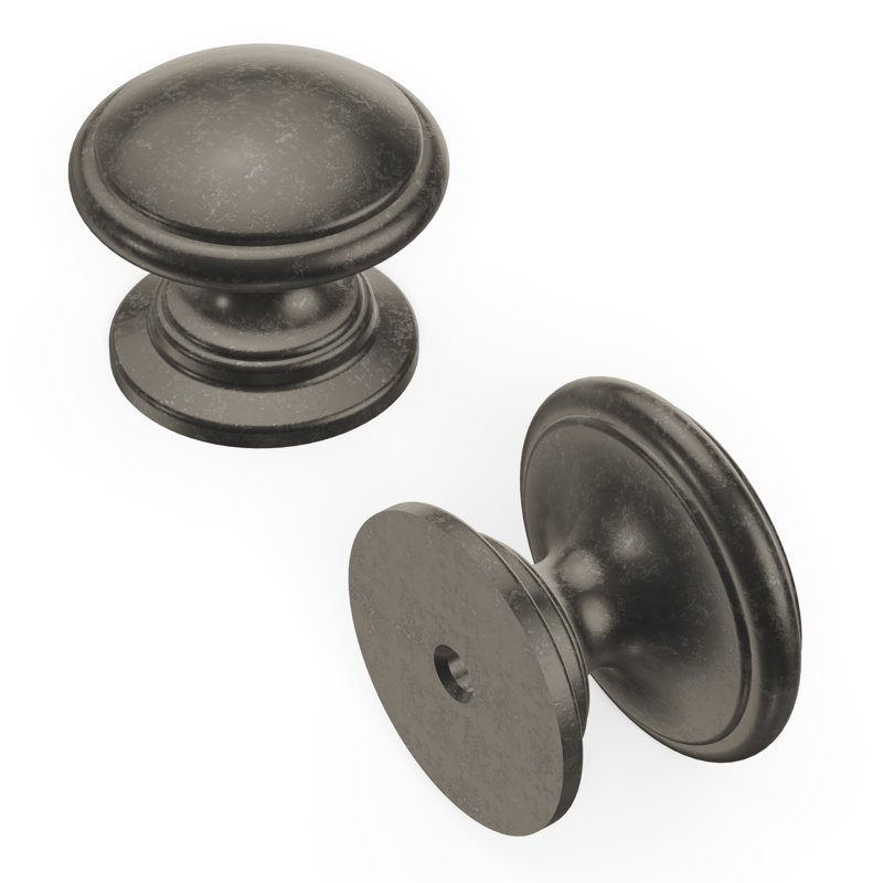 Poignée champignon Williamsburg - bouton d'armoire de 1-1 / 4 po de diamètre noir nickelé - Quincaillerie de ferme pour tiroirs et armoires