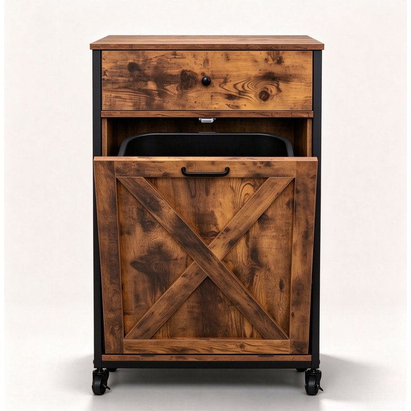 Armoire à poubelle industrielle à roulettes inclinable avec tiroir