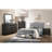 Modern Twin Size Bed With Burlap Headboard And Hidden Storage Drawer In Grey Contemporary Fabric Upholstered
