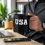 Grande tasse à lettres USA, cadeau patriotique rétro avec nom personnalisé