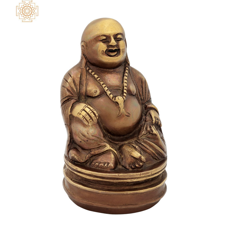 Bouddha riant - Figurine bouddhiste tibétaine, Brun