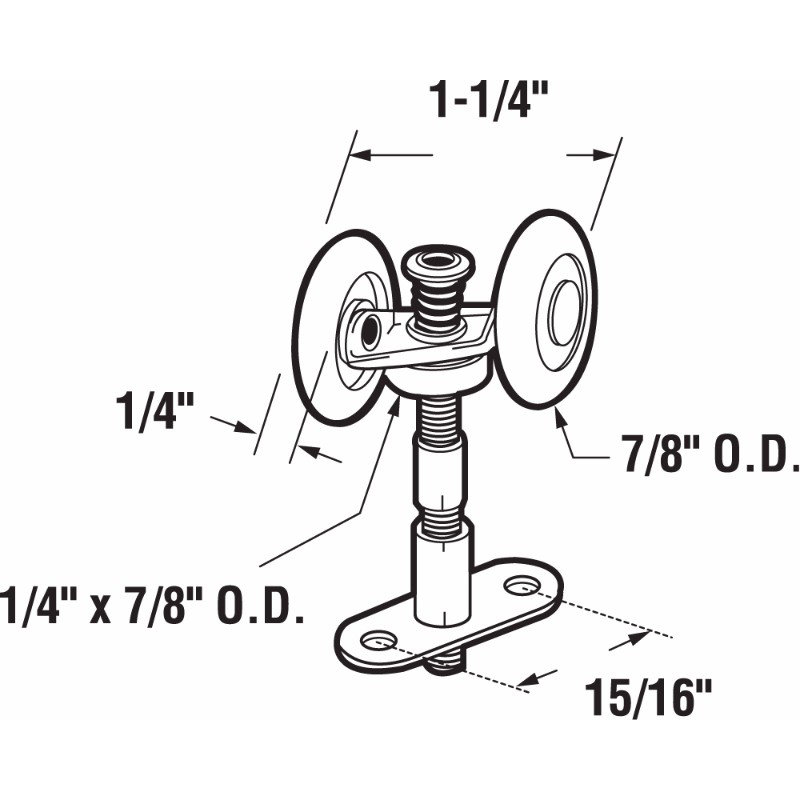 7/8 in., Top Mount Bi-fold Tandem Roller, Offset (Single Pack)