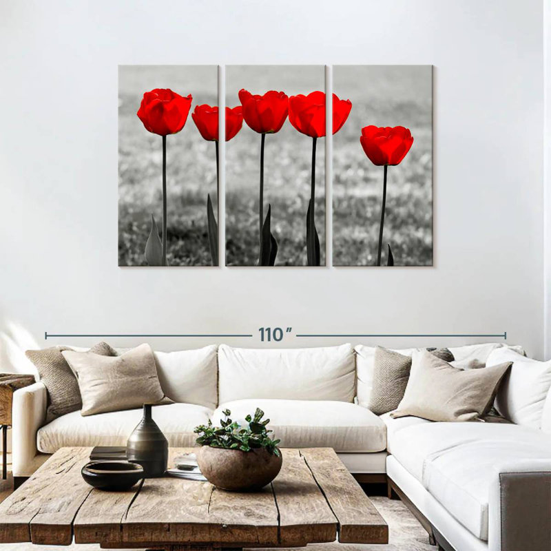 Harnek Five Red Tulips, 48" H x 74" W
