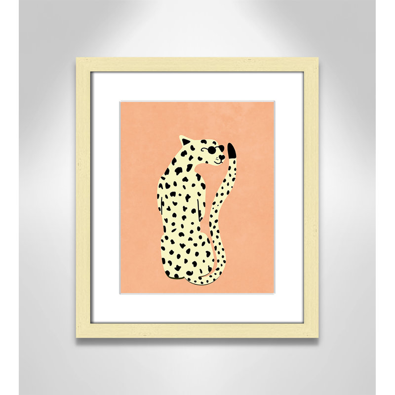 Motif de guépard «Cool» par Oltmanns, L 13 po x H 15 po, Matted Print, Or mat