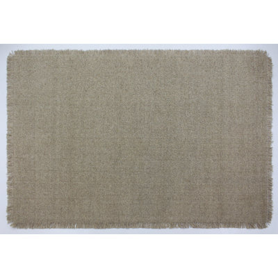 Flocus Solid Colour Machine Woven Flatweave Beige Area Rug