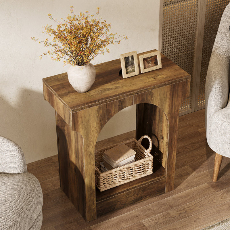 Table d'appoint en bois avec espace de rangement pour le salon, table de chevet étroite pour la chambre à coucher