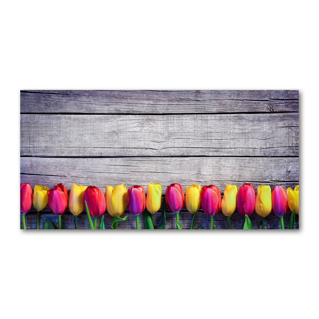 Tulpen auf dem Holz - Kunstdrucke auf Leinwand