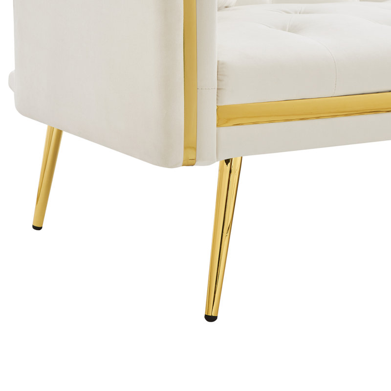 174cm Velvet Convertible Sofa, White