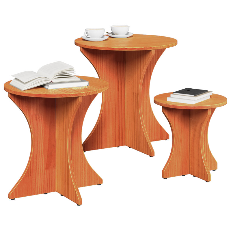 Coffee Table Round Living Room Wood Rustic Furniture Home Pine, Wax Brown