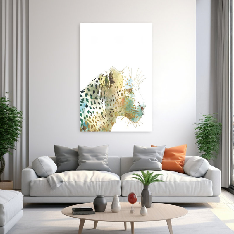 Art africain, léopard africain abstrait contemporain, chat, nature, art mural, H 60 po x l 40 po