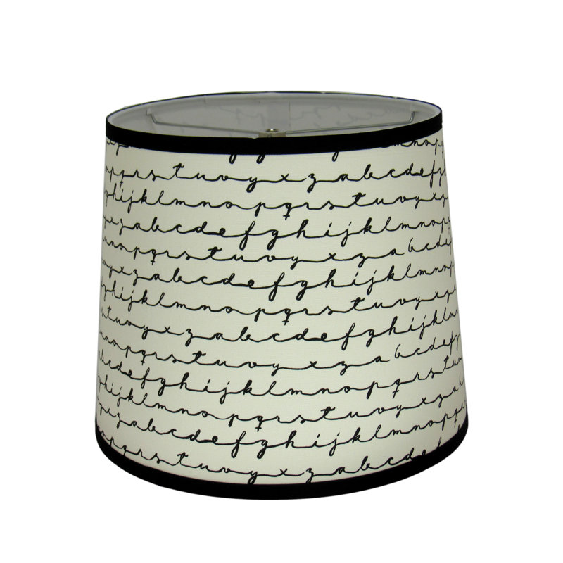 Cotton Drum Lamp Shade, 11" H x 14" W x 14" D, Black/White