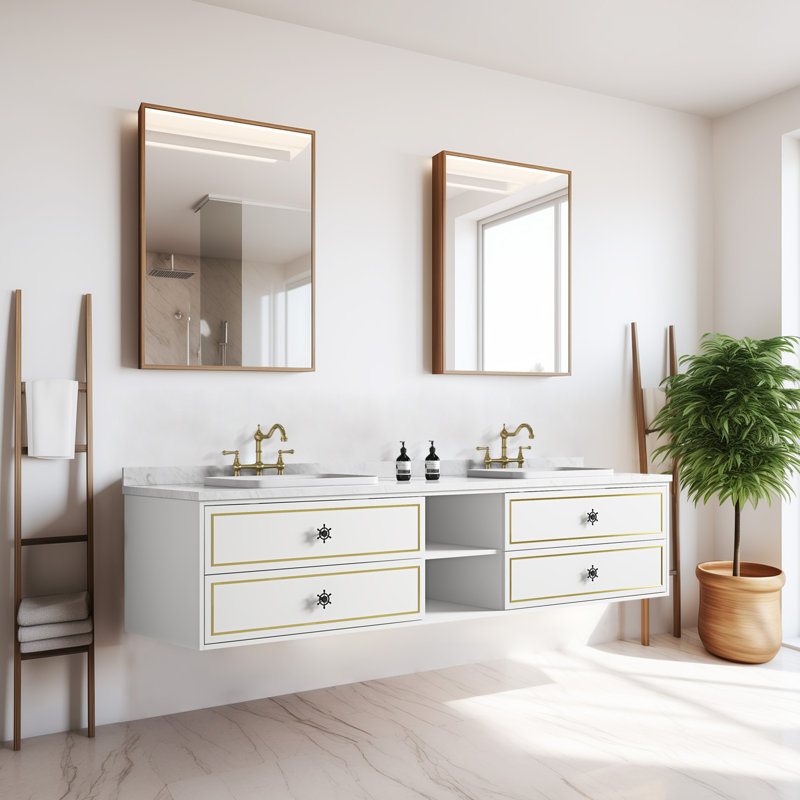 Meuble-lavabo mural 96 po avec lavabo à fixation murale 96 po