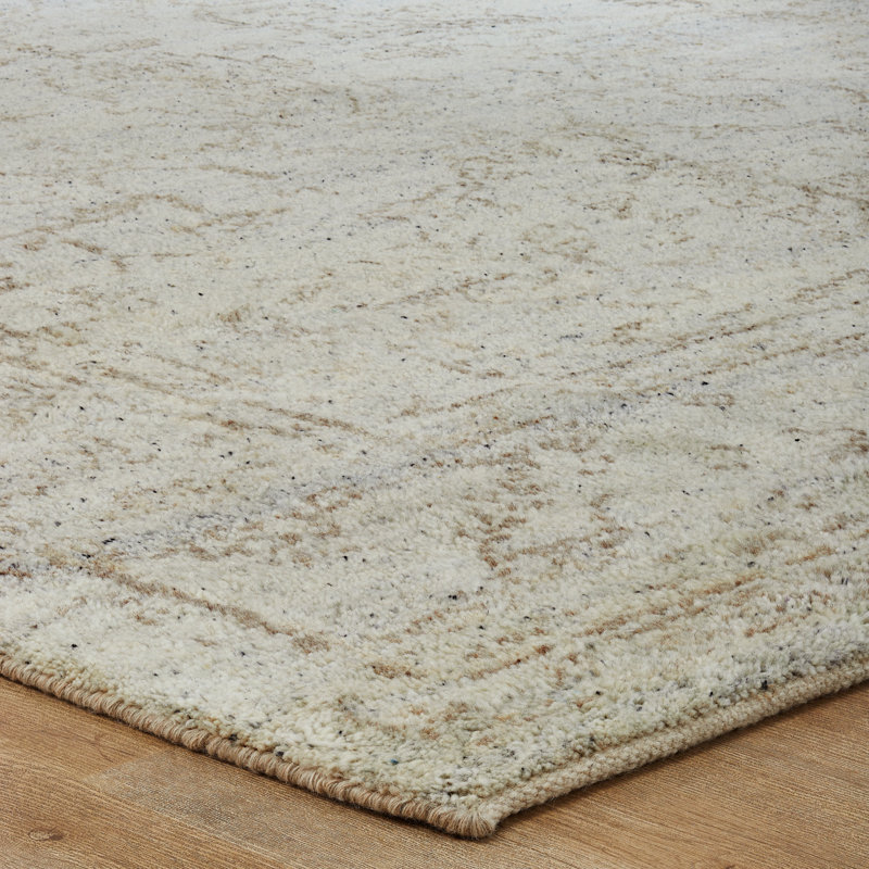 Nomad Haven Wool Hand Knotted Area Rug in Antique Linen, 6' x 9'