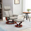 Fauteuil inclinable avec repose-pieds, fauteuil inclinable pivotant à 360 ° avec base en bois et repose-pieds assorti