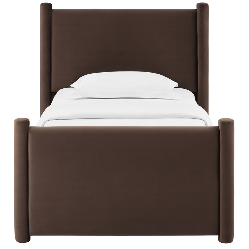 Rael Performance Velvet Platform Bed, Twin, Chocolate Brown