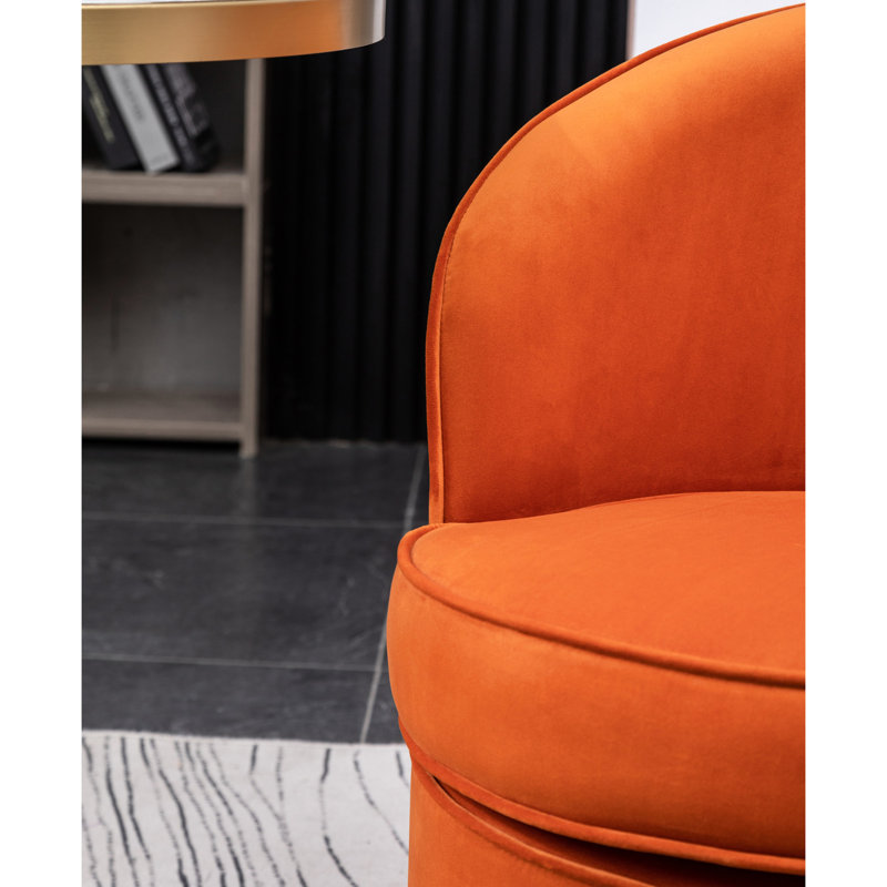 Chaise longue en velours orange - Fonction pivotante, revêtement d'une option confortable et élégante, Orange