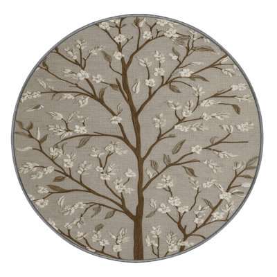 Machine Washable Botanical Gray Area Rug