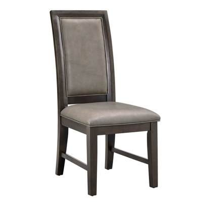 Beautiful Transitional 2Pc Brown Upholstered Seat Back Cushion Dining Chair Set Wooden Furniture