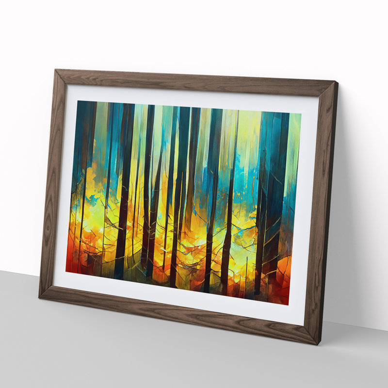 Captivating Abstract Forest Vol.5 - Framed Print, 46cm H x 64cm W x 2cm D, Walnut