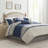 Luxurious Blue 7 Piece Bedding Sets, Polyester Faux Suede For Home