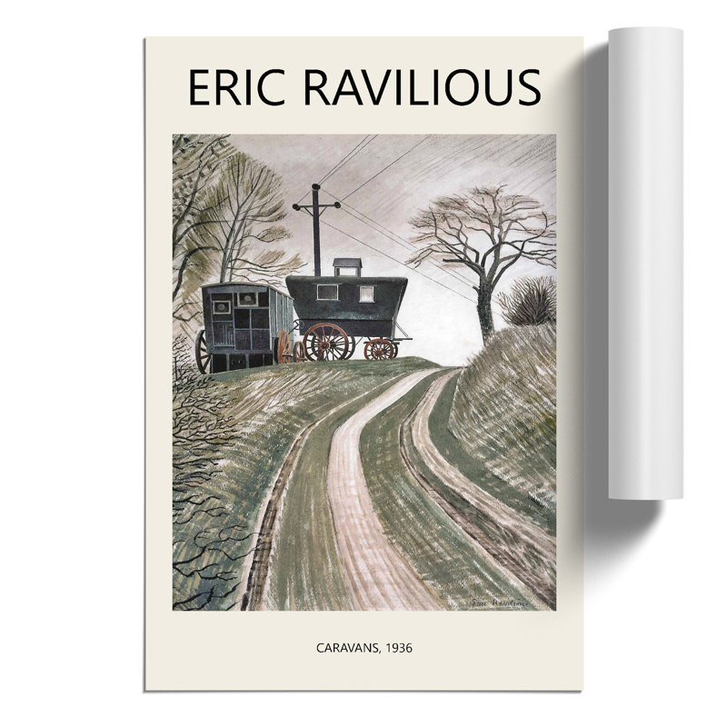 Cart On Hill by Eric Ravilious - No Frame Painting, 42cm H x 30cm W x 0.1cm D