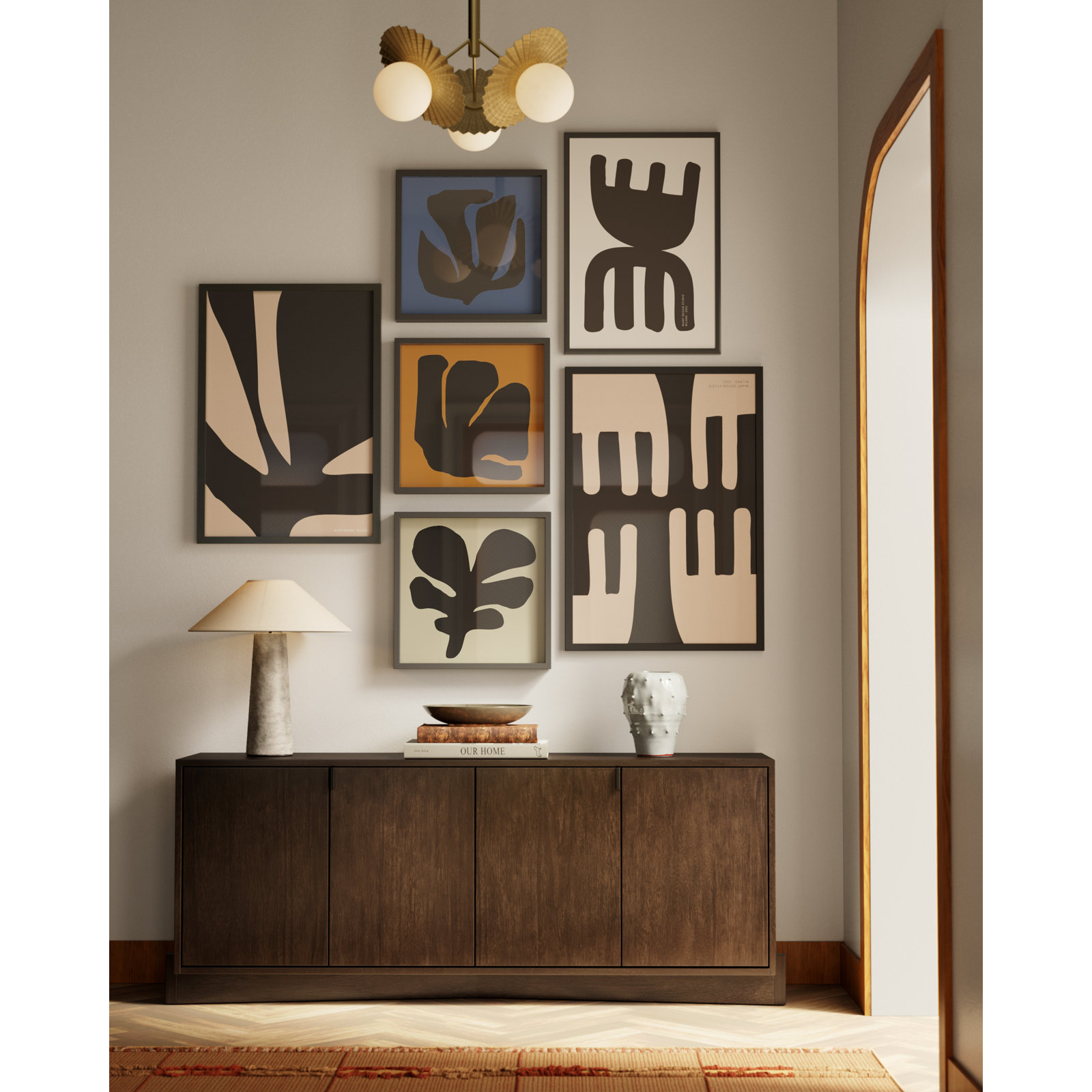 Laki 3 - Light Chandelier, Brushed Gold, 15.75" H x 22" W x 22" D