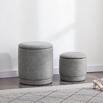 2-Piece Round Fabric Storage Ottoman Set by Ebern Designs