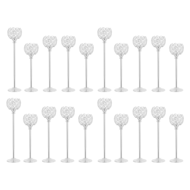 20pcs Decorative Candle Holders Set, Silver