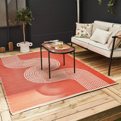 Urban Collection Outdoor Rug Wave Design in Terra