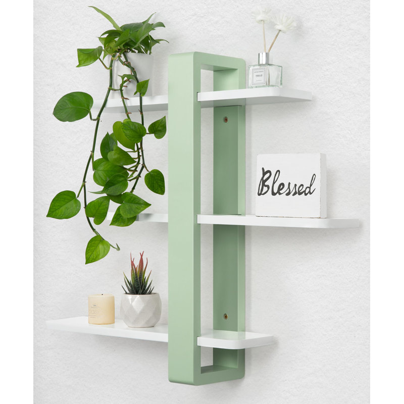 Candence Floating Shelf, Mint Green/White