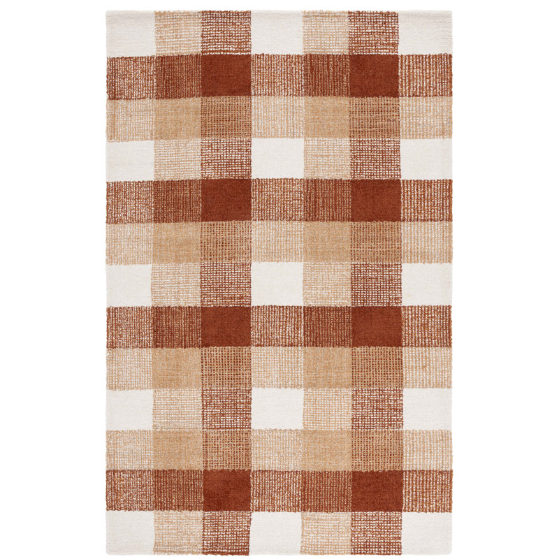 Genre Hand Tufted Wool;Cotton Plaid Rug, Rectangle 5' x 8'