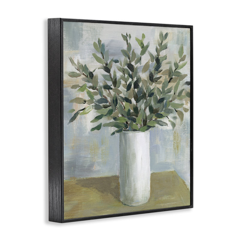  Leafy Green Plant Vase Framed Giclee Art by Cloverfield & Co., H 14 po x l 11 po, Giclée encadrée noir minuit