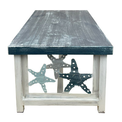 Beachside 3 Starfish Table Set. 1- Rounded Sofa Table, 1- Rectangle Coffee Table, 2- Square Iron End Tables