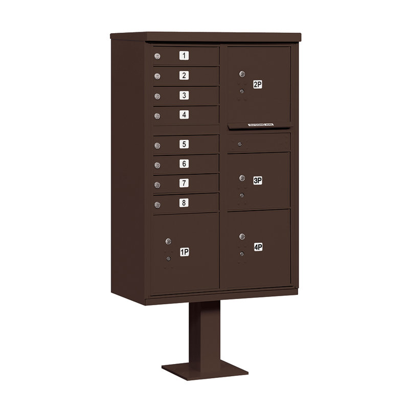 Ensemble de boîtes de grappes à chargement frontal 12 portes avec 4 casiers, Bronze
